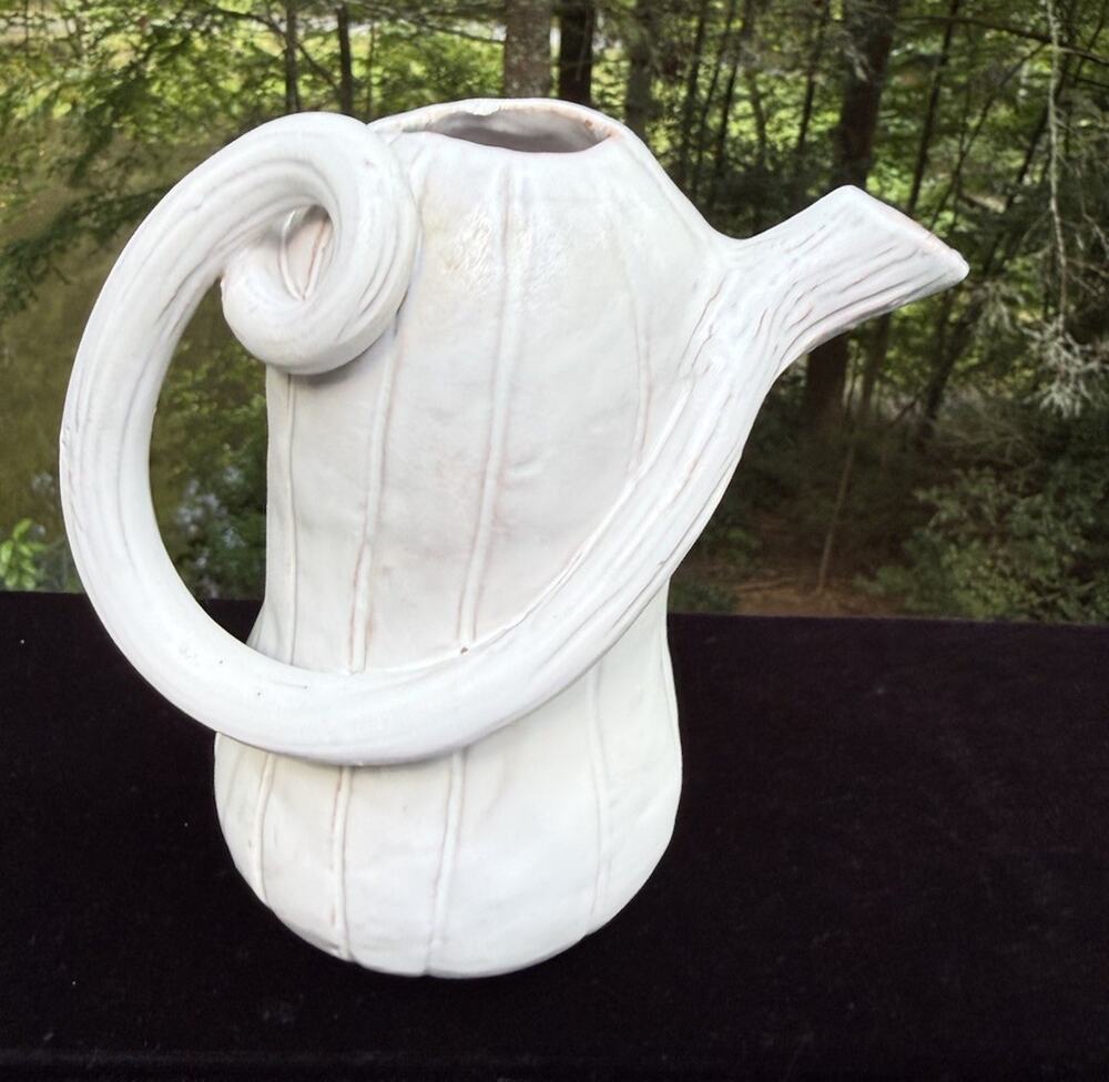 Italian Pitcher Ceramic Pumpkin Shape Pitcher Jug Handmade In Italy